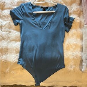 Express Teal V-Neck Short Sleeve Bodysuit